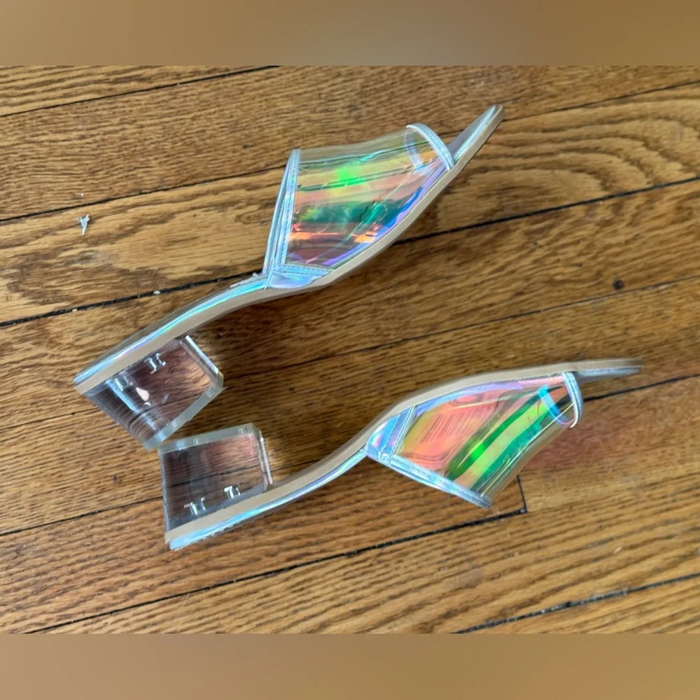 Karl Lagerfeld Faina Iridescent Slides - Size 10 - NWOB - Picture 5 of 6